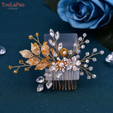 Golden Woman Comb Floral Bridal Headwear Wedding Hairpin
