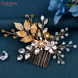 Golden Woman Comb Floral Bridal Headwear Wedding Hairpin