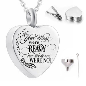 Heart Pendant Urn Necklace for Ashes with Funnel Kit