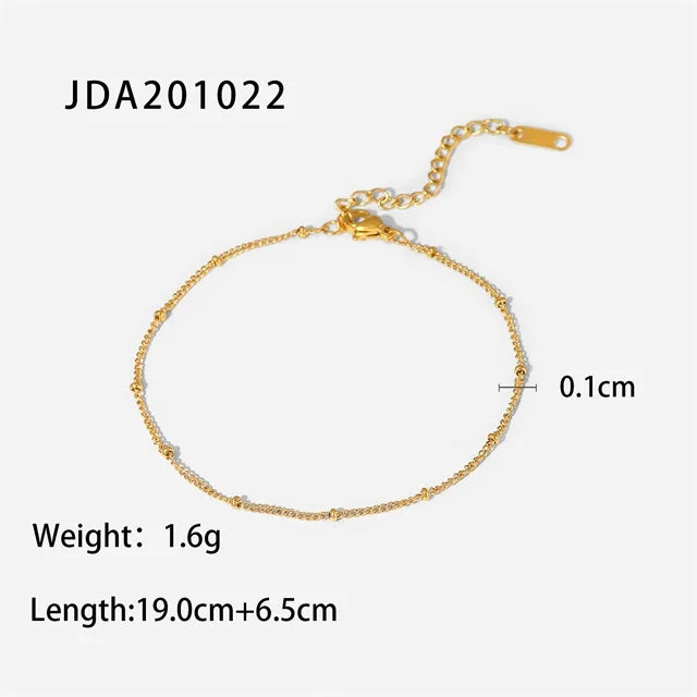 Youthway 18K Anklet Classic Ball Chain Stainless Steel Summer Jewelry