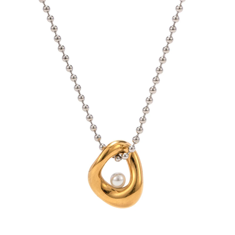 Youthway 18K Plated Shell Bead Pendant Necklace Charm Jewelry