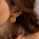 Youthway 18K Plated Double Layer CZ Pearl Earrings
