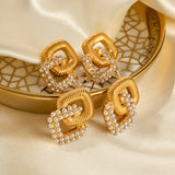 Youthway 18K Plated Double Layer CZ Pearl Earrings