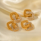 Youthway 18K Plated Double Layer CZ Pearl Earrings
