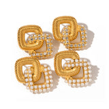 Youthway 18K Plated Double Layer CZ Pearl Earrings