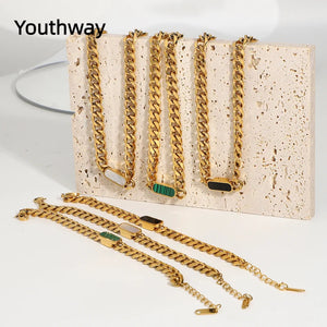 18k Plated Stainless Steel Cuban Chain Bracelet for Women