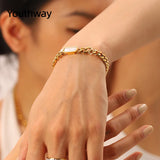 18k Plated Stainless Steel Cuban Chain Bracelet for Women