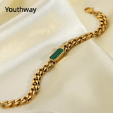 18k Plated Stainless Steel Cuban Chain Bracelet for Women