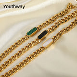 18k Plated Stainless Steel Cuban Chain Bracelet for Women