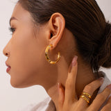 Youthway 18k PVD Plated C Shape Earrings with Rhinestones and Pearl