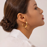 Youthway 18k PVD Plated C Shape Earrings with Rhinestones and Pearl