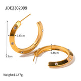 Youthway 18k PVD Plated C Shape Earrings with Rhinestones and Pearl