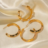 Youthway 18k PVD Plated C Shape Earrings with Rhinestones and Pearl
