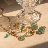 Youthway Straw Hat Pendant Necklace Glass Turquoise Heart Exclusive Jewelry