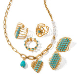 Youthway Straw Hat Pendant Necklace Glass Turquoise Heart Exclusive Jewelry