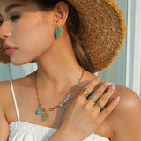 Youthway Straw Hat Pendant Necklace Glass Turquoise Heart Exclusive Jewelry