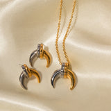 Youthway Moon Stud Earrings & Necklace Set