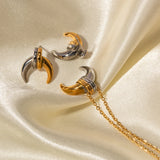 Youthway Moon Stud Earrings & Necklace Set