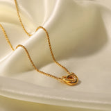 Youthway Hoop Interlocking Pendant Necklace 18K Plated Chain