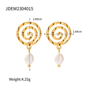 Youthway Freshwater Pearl Spiral Drop Earrings Waterproof Jewelry