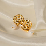 Youthway Freshwater Pearl Spiral Drop Earrings Waterproof Jewelry