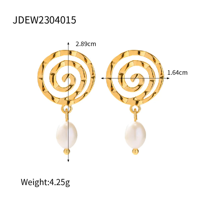 Youthway Freshwater Pearl Spiral Drop Earrings Waterproof Jewelry