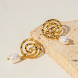 Youthway Freshwater Pearl Spiral Drop Earrings Waterproof Jewelry