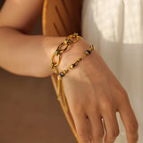 Glass Pearl Lapis Lazuli Water Drop Bracelet Women