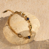Glass Pearl Lapis Lazuli Water Drop Bracelet Women