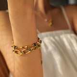 Glass Pearl Lapis Lazuli Water Drop Bracelet Women