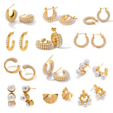 Geometric Stainless Steel Stud Earrings Waterproof Charm Jewelry