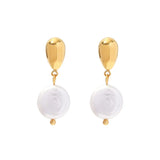 Natural Freshwater Pearl Drop Earrings Stainless Steel Waterproof