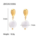 Natural Freshwater Pearl Drop Earrings Stainless Steel Waterproof