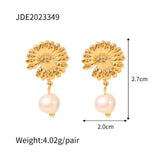 Youthway Stainless Steel Daisy Stud Earrings Freshwater Pearl French Jewelry