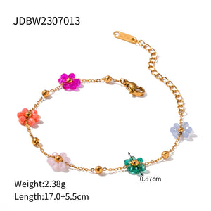 Youthway Floral Chain Bracelet Necklace Set Charm Jewelry for Women
