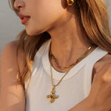 Fashion Stainless Steel Cross Dangle Earrings - Women