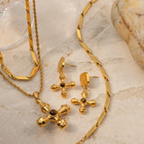 Fashion Stainless Steel Cross Dangle Earrings - Women