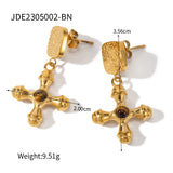 Fashion Stainless Steel Cross Dangle Earrings - Women