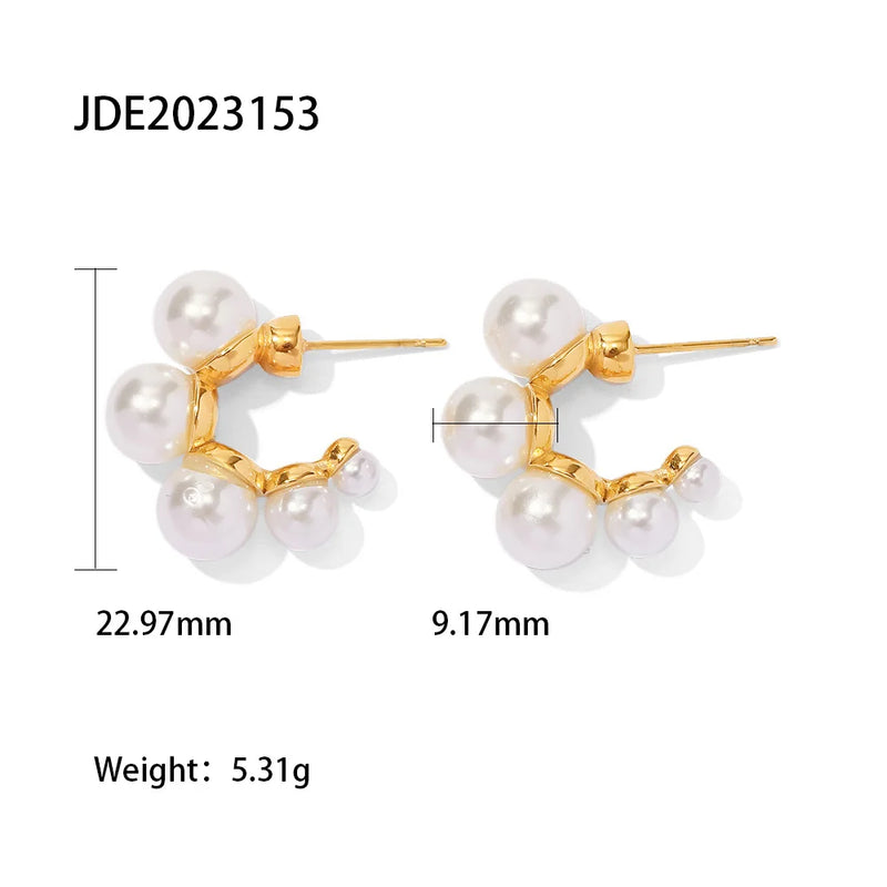 Youthway Stainless Steel Earrings Golden Geometric C Shape
