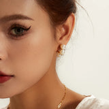 Youthway Stainless Steel Earrings Golden Geometric C Shape