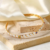 Youthway Golden Stainless Steel Metal Bangle Waterproof Textured Jewelry