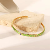 Youthway Golden Stainless Steel Metal Bangle Waterproof Textured Jewelry