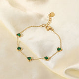Youthway Green Cubic Zirconia Bracelet Stainless Steel Plated