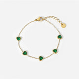 Youthway Green Cubic Zirconia Bracelet Stainless Steel Plated