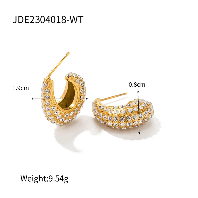 Youthway High Stainless Steel Pearl C-Shape Earrings Women