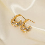 Youthway High Stainless Steel Pearl C-Shape Earrings Women