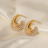Youthway High Stainless Steel Pearl C-Shape Earrings Women