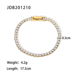 Youthway Green Red CZ Bracelet Stainless Steel 18K PVD Plated Textured
