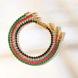 Youthway Green Red CZ Bracelet Stainless Steel 18K PVD Plated Textured