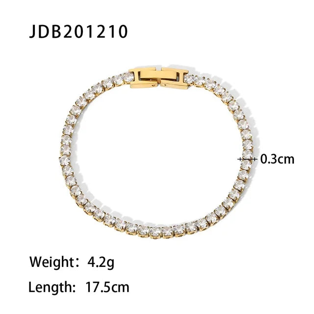 Youthway Green Red CZ Bracelet Stainless Steel 18K PVD Plated Textured
